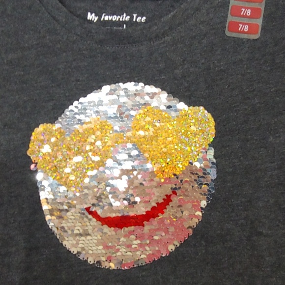 My Favorite Tee Gray Sequin Smiley Face 7/8 Or 6X - Picture 2 of 5